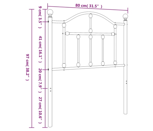 Cabecero de metal blanco 75 cm