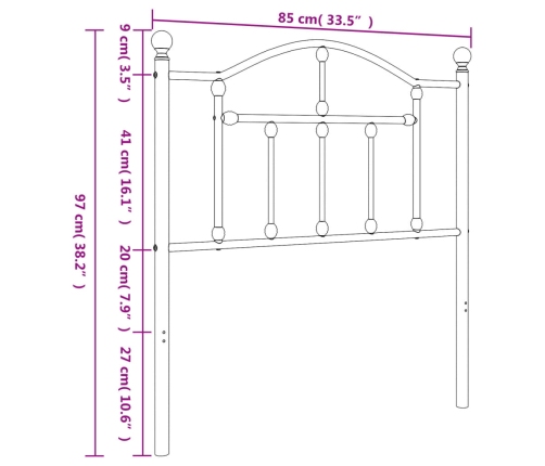 Cabecero de metal blanco 80 cm