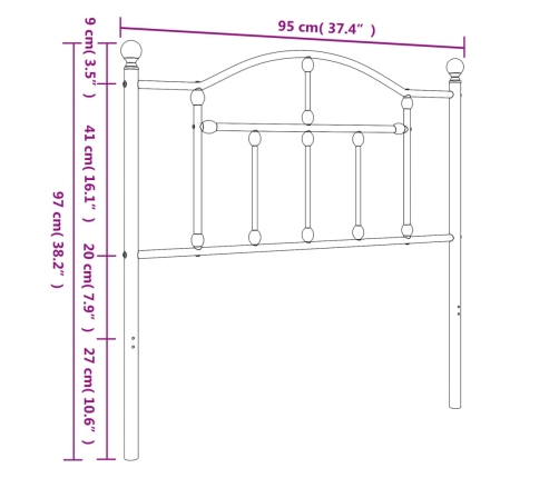 Cabecero de metal blanco 90 cm