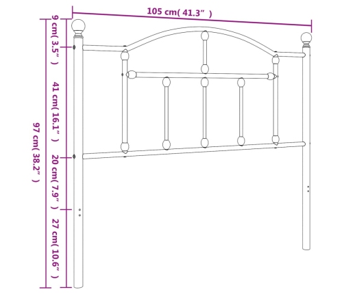 Cabecero de metal blanco 100 cm