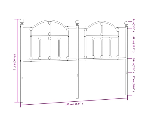 Cabecero de metal blanco 135 cm