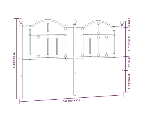 Cabecero de metal blanco 135 cm