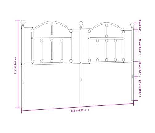 Cabecero de metal blanco 150 cm