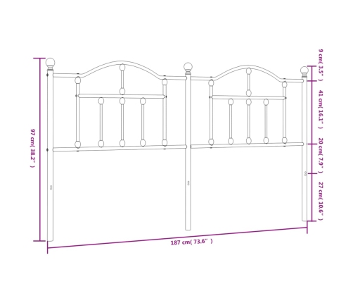 Cabecero de metal blanco 180 cm