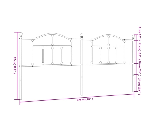 Cabecero de metal blanco 193 cm