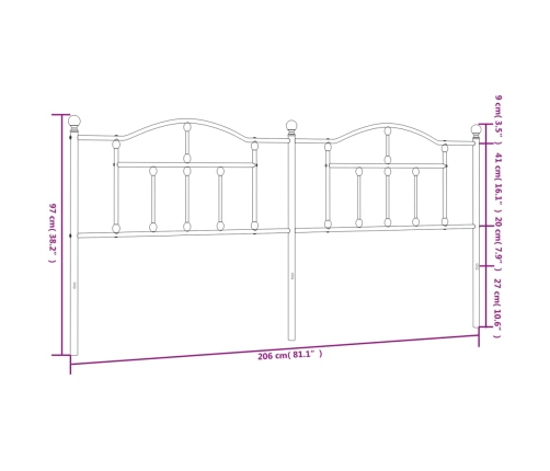 Cabecero de metal blanco 200 cm