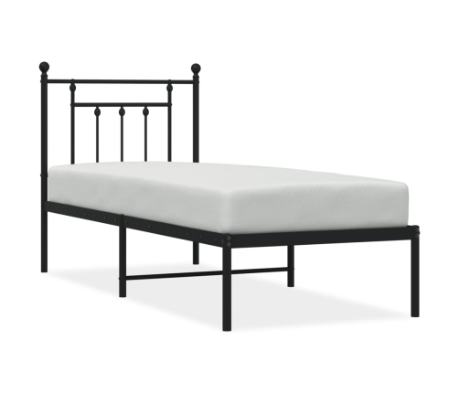 Estructura cama sin colchón con cabecero metal negro 75x190 cm