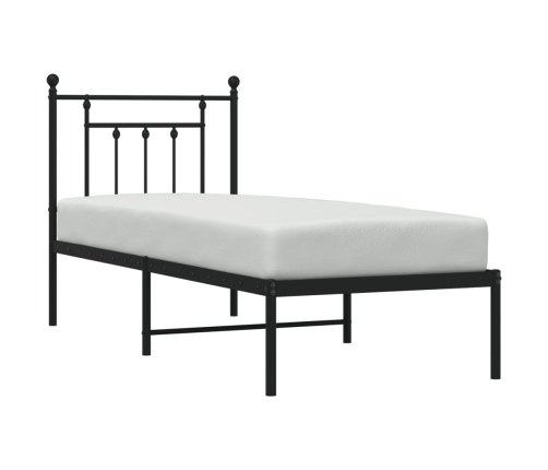 Estructura cama sin colchón con cabecero metal negro 75x190 cm