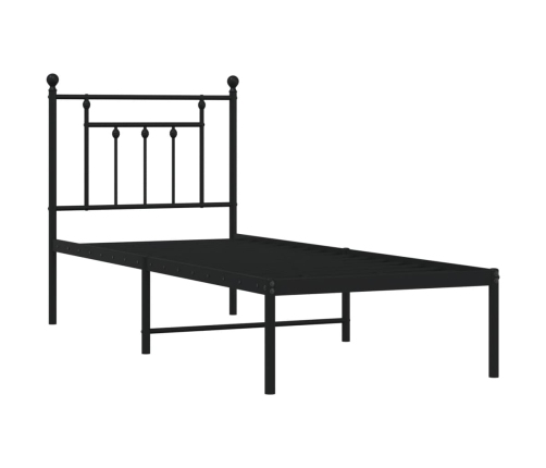 Estructura cama sin colchón con cabecero metal negro 75x190 cm