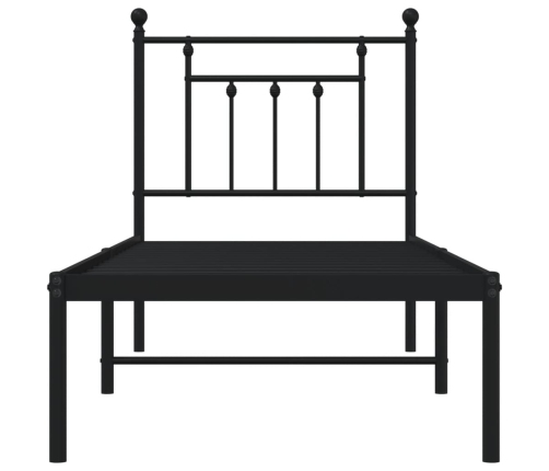 Estructura cama sin colchón con cabecero metal negro 75x190 cm