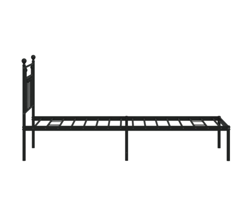 Estructura cama sin colchón con cabecero metal negro 75x190 cm