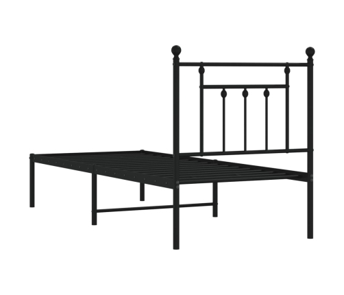 Estructura cama sin colchón con cabecero metal negro 75x190 cm