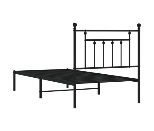 Estructura cama sin colchón con cabecero metal negro 80x200 cm