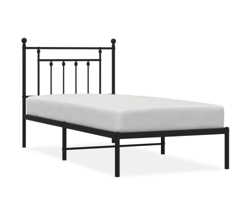 Estructura cama sin colchón con cabecero metal negro 90x190 cm