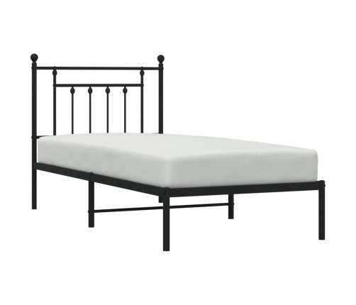 Estructura cama sin colchón con cabecero metal negro 90x190 cm