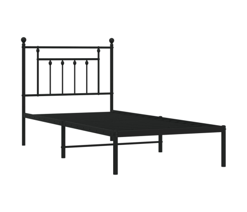 Estructura cama sin colchón con cabecero metal negro 90x190 cm