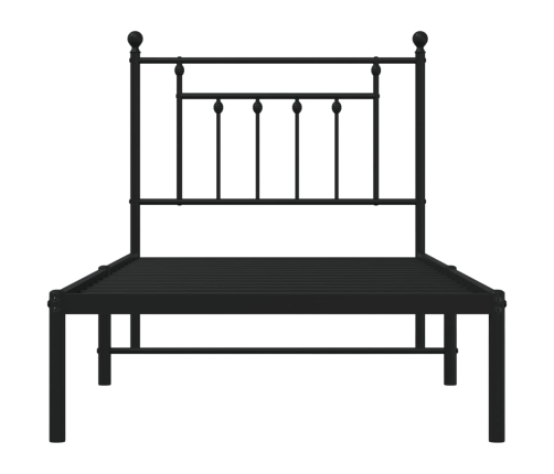 Estructura cama sin colchón con cabecero metal negro 90x190 cm