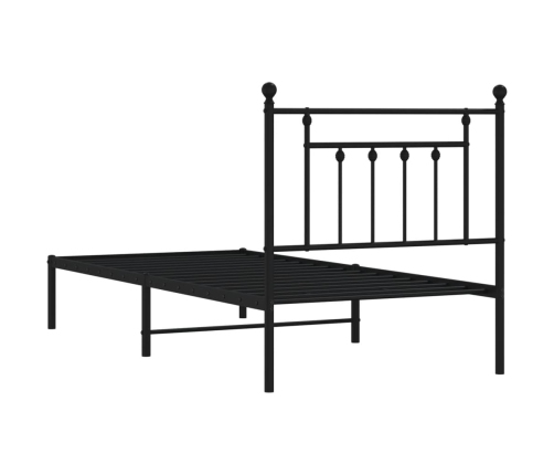 Estructura cama sin colchón con cabecero metal negro 90x200 cm