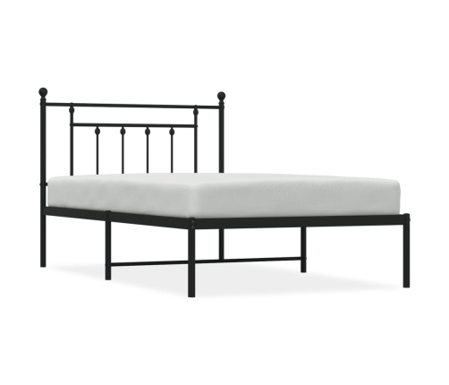 Estructura cama sin colchón con cabecero metal negro 107x203 cm