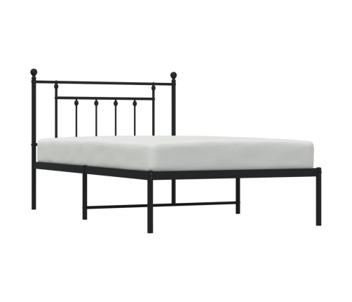 Estructura cama sin colchón con cabecero metal negro 107x203 cm