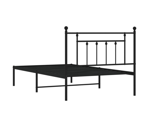 Estructura cama sin colchón con cabecero metal negro 107x203 cm