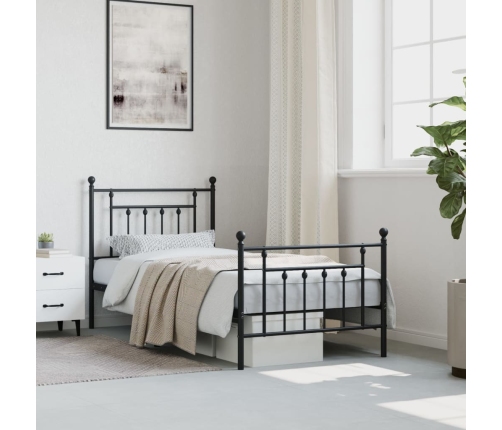 Estructura cama sin colchón con estribo metal negro 90x190 cm