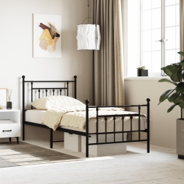 Estructura cama sin colchón con estribo metal negro 90x190 cm