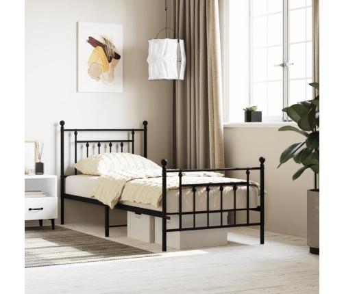 Estructura cama sin colchón con estribo metal negro 90x190 cm
