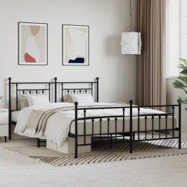 Estructura cama sin colchón con estribo metal negro 160x200 cm