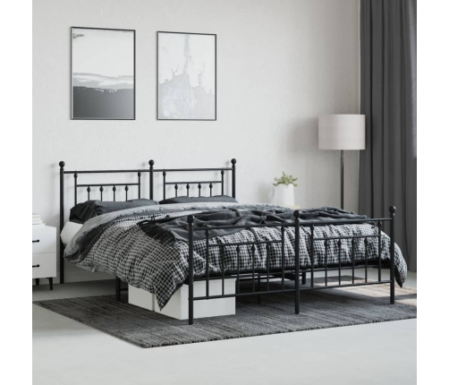 Estructura cama sin colchón con estribo metal negro 183x213 cm