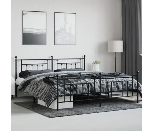 Estructura de cama cabecero y estribo metal negro 193x203cm