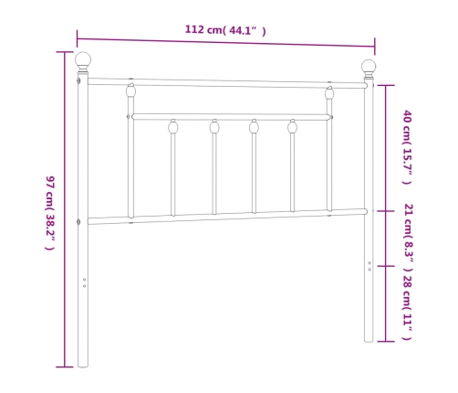 Cabecero de metal negro 107 cm