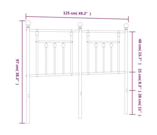 Cabecero de metal negro 120 cm