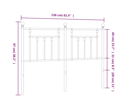 Cabecero de metal negro 150 cm