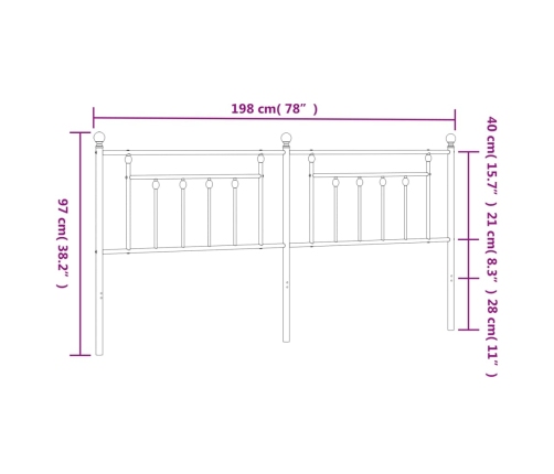 Cabecero de metal negro 193 cm