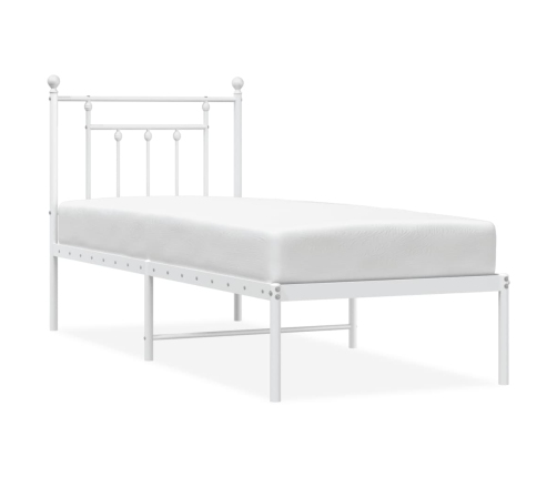 Estructura cama sin colchón con cabecero metal blanco 75x190 cm