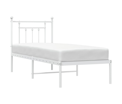 Estructura cama sin colchón con cabecero metal blanco 75x190 cm