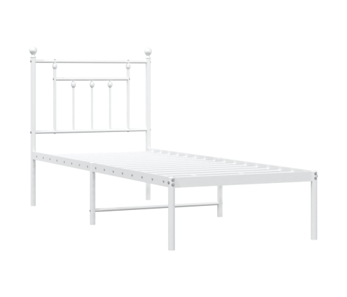 Estructura cama sin colchón con cabecero metal blanco 75x190 cm