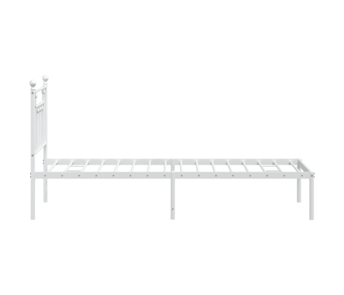 Estructura cama sin colchón con cabecero metal blanco 75x190 cm