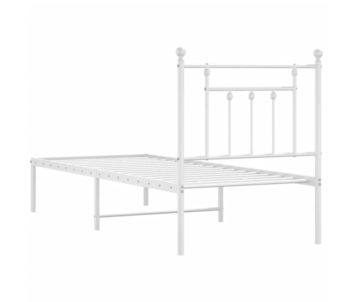 Estructura cama sin colchón con cabecero metal blanco 75x190 cm