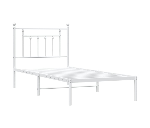 Estructura cama sin colchón con cabecero metal blanco 90x200 cm