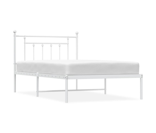 Estructura cama sin colchón con cabecero metal blanco 100x200cm