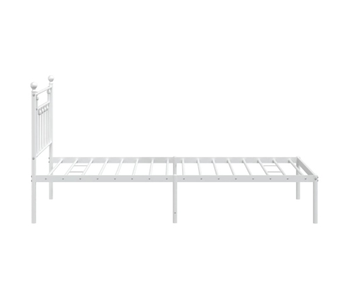 Estructura cama sin colchón con cabecero metal blanco 100x200cm