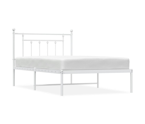 Estructura cama sin colchón con cabecero metal blanco 107x203cm