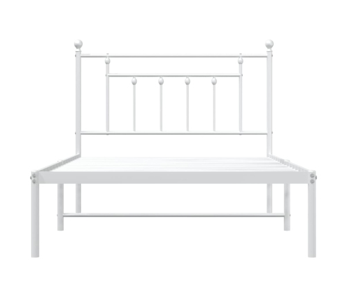 Estructura cama sin colchón con cabecero metal blanco 107x203cm