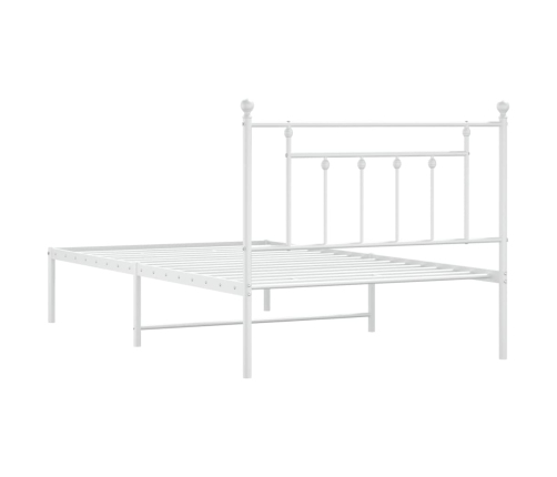 Estructura cama sin colchón con cabecero metal blanco 107x203cm