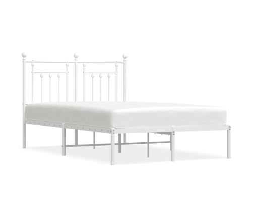 Estructura cama sin colchón con cabecero metal blanco 120x190cm