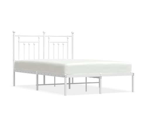 Estructura cama sin colchón con cabecero metal blanco 135x190cm