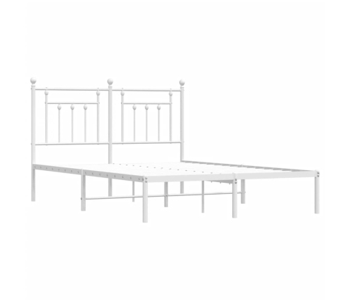 Estructura cama sin colchón con cabecero metal blanco 140x190cm