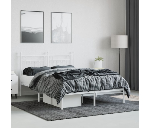 Estructura cama sin colchón con cabecero metal blanco 140x200cm